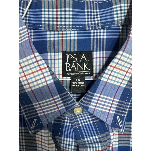 JoS.A.Bank Traveler Long Sleeve Button Down Plaid Shirt Blue 2XL - Picture 2 of 3